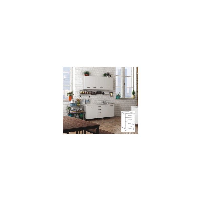 KIT CUCINA BASE 4 CASSETTI CM. 40X50X85H BIANCO