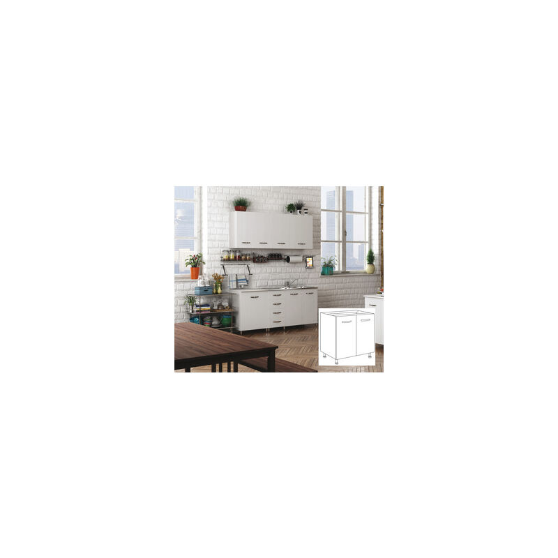 KIT CUCINA BASE SENZA LAVELLO 2 ANTE CM.80X50X85H BIANCO