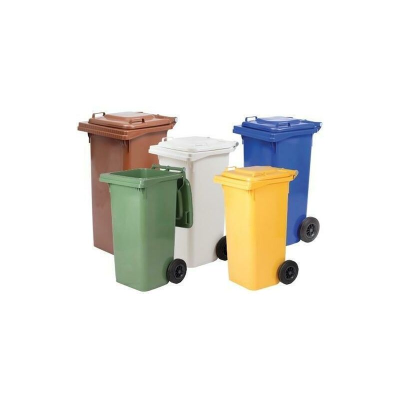 Bidoni pattumiere quadri con ruote per rifiuti 120 lt verde - bianco-giallo- blu colore: bianco