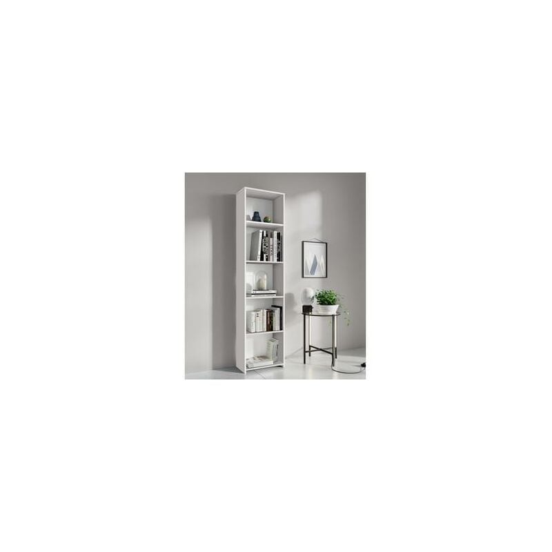 Kit libreria 4 ripiani cm 45x25x183h colore bianco rovere cemento colore:  bianco