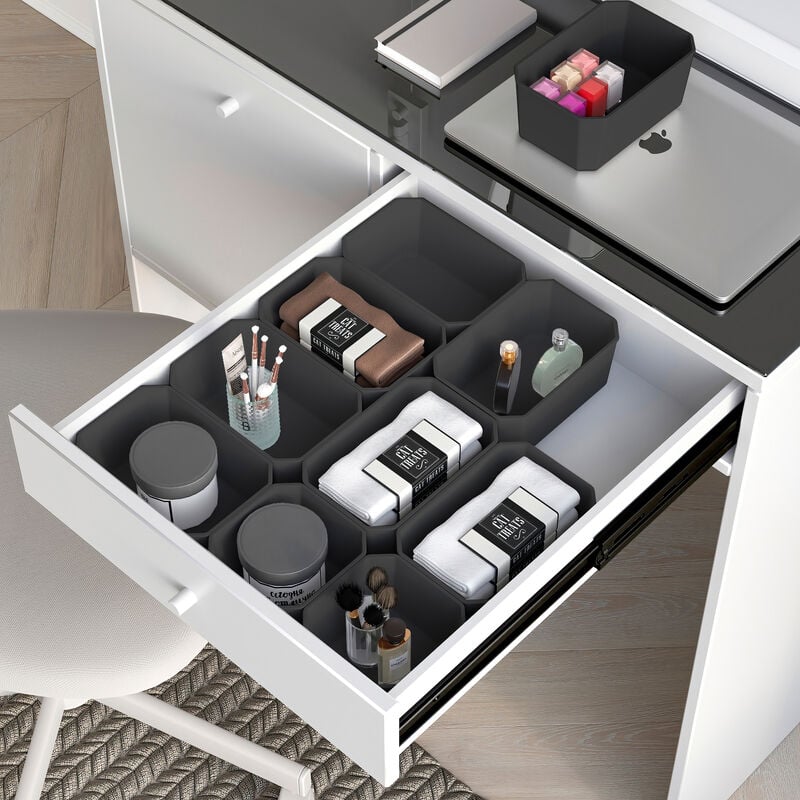 Emuca Kit da 4 cubi organizer per cassetti bagno Tidy, Plastica, Bianco —  Brycus