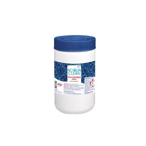 PASTIGLIE CLORO TRICLORI DA 200GR PER PISCINE ACQUA CLEAN MANUTENZIONE PISCINA
