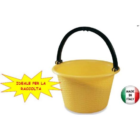 Cesta paniere canestro raccolta agrumi frutta lt 15 colore giallo manico fisso