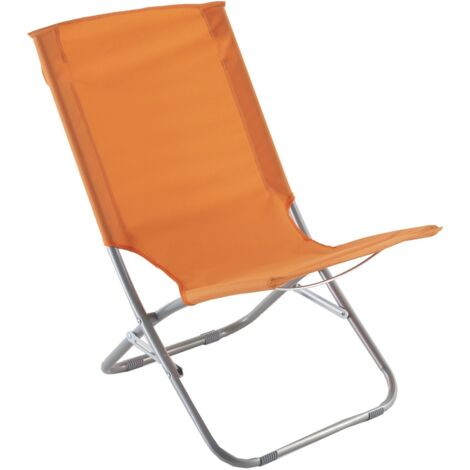 Fraschetti – Sdraio sedia mare pieghevole in acciaio – Rivestimento in textilene arancio – Dimensioni 48x56x70h cm – Per spiaggia e piscina (1/4)