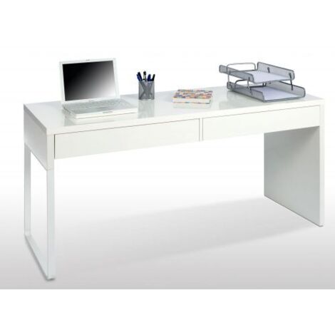 SCRIVANIA PORTACOMPUTER TOUCH CON 2 CASSETTI CM. 138X50X75H BIANCO (1/8)