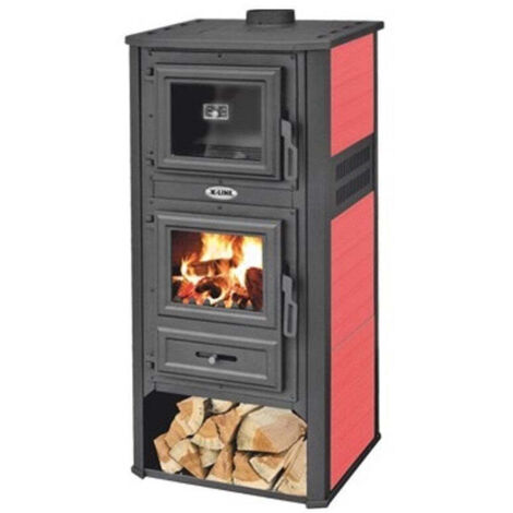 STUFA A LEGNA 13Kw KALOROSA CON FORNO ROSSO 49x46xH116 cm