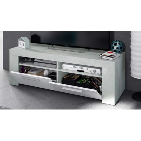 Mobile TV Ambit 120 cm bianco/cemento – 2 ante e 2 nicchie – Pannello truciolare melaminico – Altezza 40 cm, Profondità 42 cm – Fores Habitat S.L.U. (1/5)