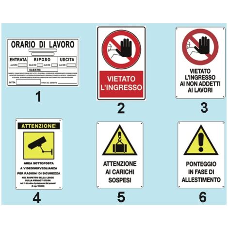 CARTELLO SEGNALATORE ORARIO DI LAVORO CONFEZIONE DA PEZZI 5
