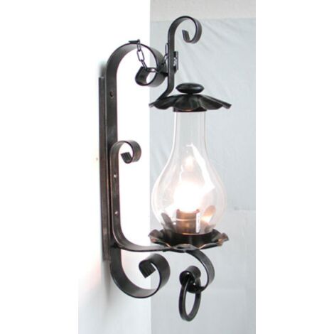 LANTERNA LAMPADA APPLIQUE PLAFONIERA IN FERRO BATTUTO TRENTO CM.43