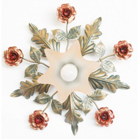 PLAFONIERA LAMPADA APPLIQUE LANTERNA IN FERO BATTUTO STELLA 1 LUCE (1/4)