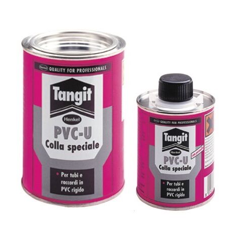 Tangit PVC-U, Adesivo per Giunzioni di Tubi e Raccordi in PVC Rigido, Ideale per Assemblaggio Sotto Pressione, Grondaie, Condutture di Cavi, ABS, Latta da 500g