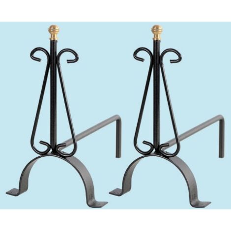 ALARI MINI IN FERRO BATTUTO PER CAMINO CM.19x33xH32 CAMINETTI