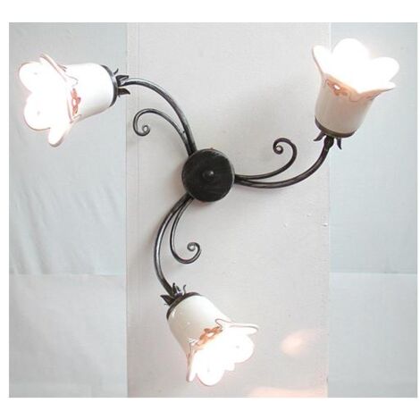 LAMPADARIO PLAFONIERA NEVE A 3 LUCI IN FERRO BATTUTO CRUCCOLINI LAMPADE LAMPIONE