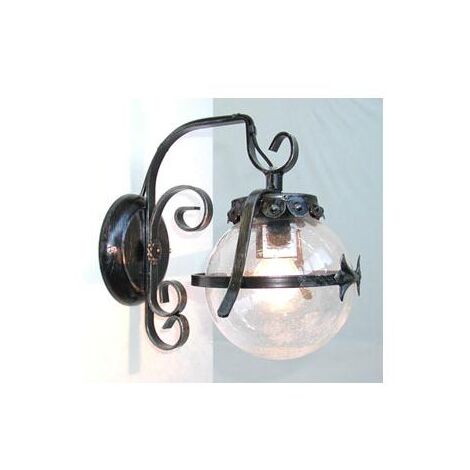 LANTERNA APPLIQUE LAMPADA SFERA D.14 FERRO BATTUTO CRUCCOLINI PLAFONIERA LAMPADE