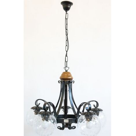 LAMPADARIO A 5 LUCI MARGHERITA FERRO BATTUTO LAMPIONE APPLIQUE LANTERNA LAMPADA (1/3)