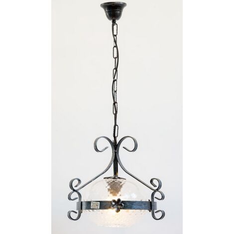 LAMPADARIO AD 1 LUCE D.23 ROSSELLA IN FERRO BATTUTO LAMPIONE APPLIQUE LAMPADA (1/4)