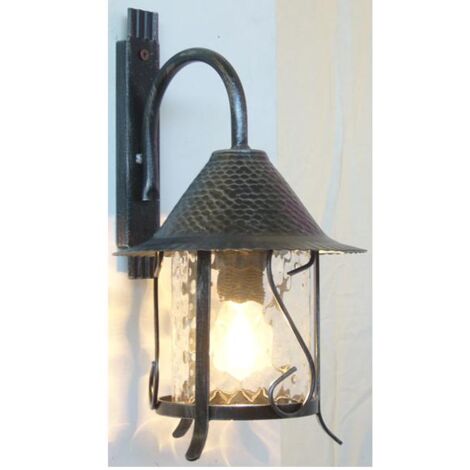 LAMPADA LANTERNA APPLIQUE PLAFONIERA CILINDRO MENSOLA IN FERRO BATTUTO