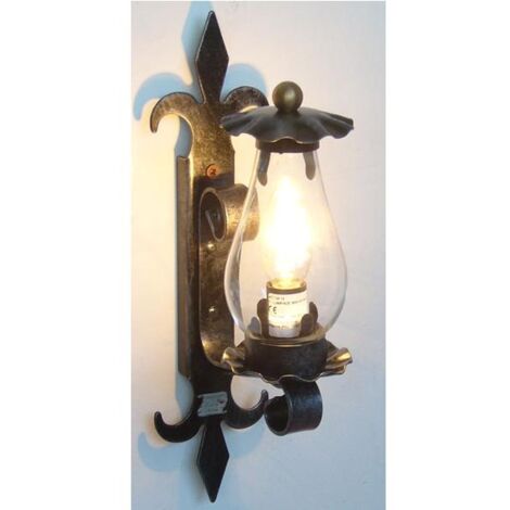 LANTERNA LAMPADA APPLIQUE PLAFONIERA IN FERRO BATTUTO TRENTO CM.36