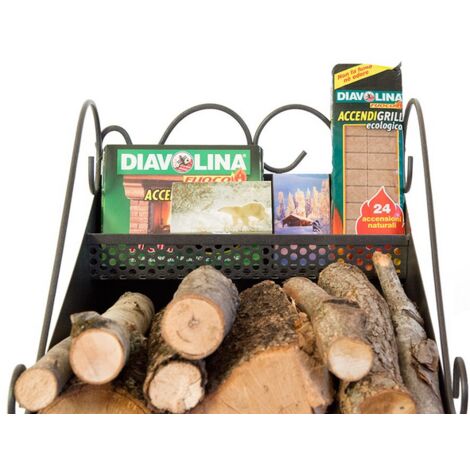 Porta Legna Per Interni Porta Pellet Con Ruote In Acciaio Nero Per Camino Stufa Da Interno Portalegna Da Interno - Foto 8