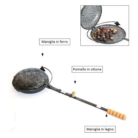 Padella Per Castagne In Ferro Con Manico In Legno – La Tradizione Sul Tuo Camino! (Piccola, Diam. 22 Cm)