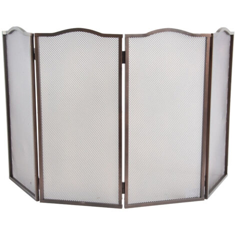 Parascintille camino Trento 4 ante in ferro battuto – Dimensioni 101x1x51 cm – Rete di protezione per scintille – Colore ruggine – Cruccolini (1/3)