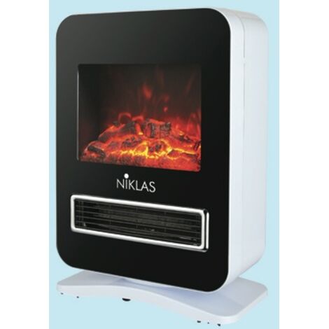 Stufa Elettrica Niklas Santorini - 900/1800 W, Effetto Fiamma, Dimensioni 41x25x55 Cm, Colore Nero
