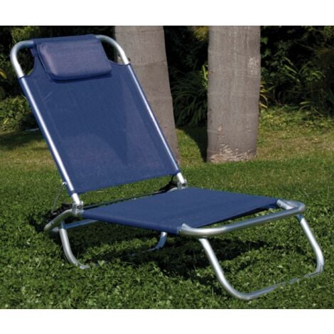 SPIAGGINA IN ALLUMINIO CON POGGIATESTA BLU CM. 112X47X19/71H