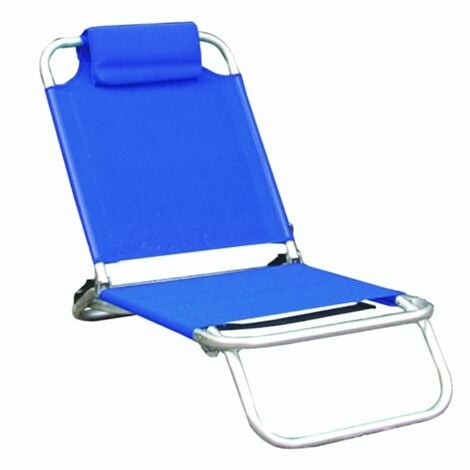 SPIAGGINA IN ALLUMINIO CON POGGIATESTA BLU CM. 112X47X19/71H