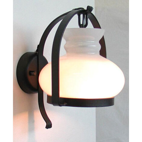 LANTERNA PLAFONIERA LAMPADA APPLIQUE DA PARETE COUNTRY CM.21x17x18 NERO