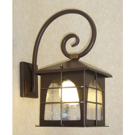 LANTERNA PLAFONIERA LAMPADA APPLIQUE A MURO GRETA 20X35x50 FERRO BATTUTO (1/2)