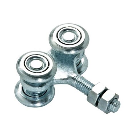 Supporto carrello scorrevole per portoni – Acciaio zincato – Ruote D.24 mm – Portata 50 kg – Cuscinetti torniti per movimentazione fluida – Comunello (1/6)