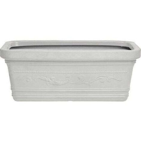 VASO FIORIERE RETTANGOLARE MAXI FESTONATO DOPPIO BORDO BIANCO CM. 100x45x41H (1/4)