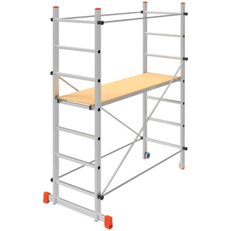 Fraschetti – Trabattello in alluminio H218 – Altezza 210 cm – Area di lavoro 300 cm – Portata 120 kg – Superficie antiscivolo (1/3)