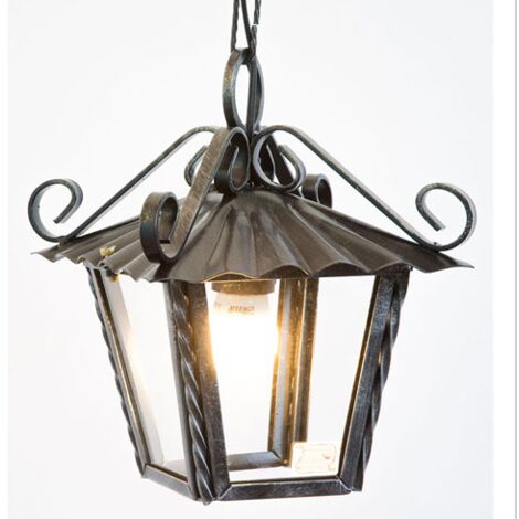 LAMPADE LINEA LANTERNE LAMPADA A SOSPENSIONE QUADRATA CON CATENA CM. 30X30X40 (1/5)