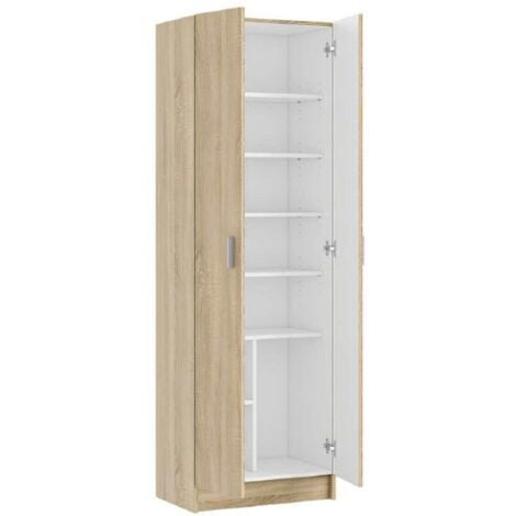 KIT ARMADIO 2 ANTE E 5 RIPIANI REGOLABILI MULTIUSO CM. 59X37X180H COLORE ROVERE