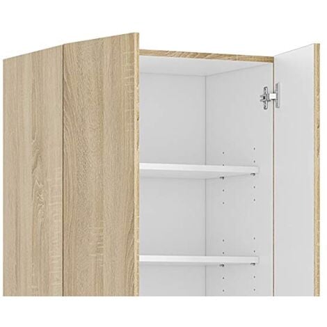 KIT ARMADIO 2 ANTE E 5 RIPIANI REGOLABILI MULTIUSO CM. 59X37X180H COLORE ROVERE