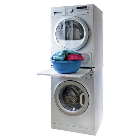 Supporto in metallo per lavatrice e asciugatrice con ripiano estraibile  meliconi