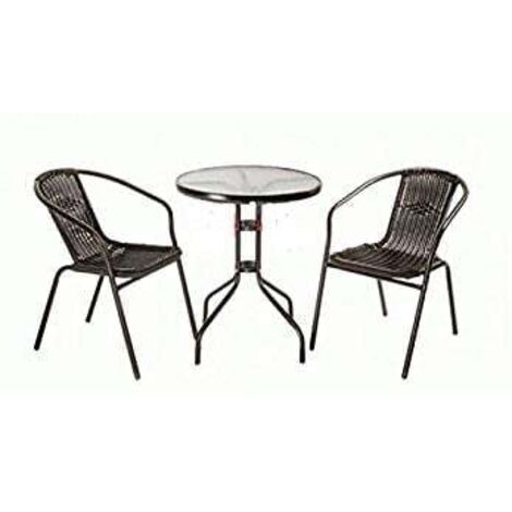 SET DA GIARDINO IN POLYRATTAN ACHILLE 2 POLTRONE E TAVOLINO MARRONE (1/2)