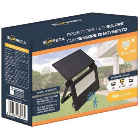 Suprema PROIETTORE SOLARE IN ABS E ALLUMINIO, 28 led, 15 watt, 1500 lumen, luce naturale (1/3)