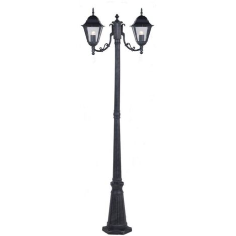 Lampione 2 bracci new york altezza cm.200 alluminio pressofuso verniciato grigio ghisa anticato 60w - Salone (1/4)