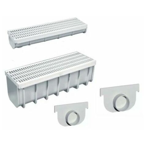 CANALETTA DI SCOLO IN ABS CON GRIGLIA COMPONIBILE E TAPPI- TUTTE LE MISURE Canaletta C/Griglia 13x50x H75 cm