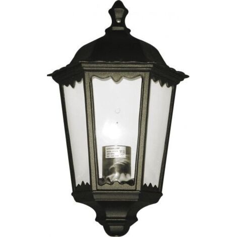 Lampione Lanterna A Muro Da Giardino Mod. New York Nero Altezza 43cm.