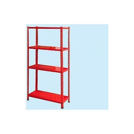4 piani Kit Scaffale metallico 75x30 x H 150 cm Colore rosso cm 