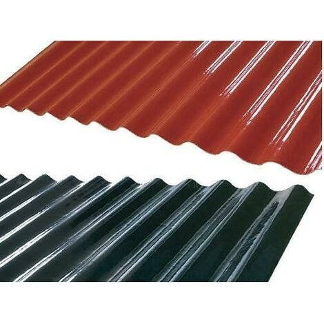 Lastre ondulate in vetroresina base cm l118xh210 coperture tettoie colore:  rosso