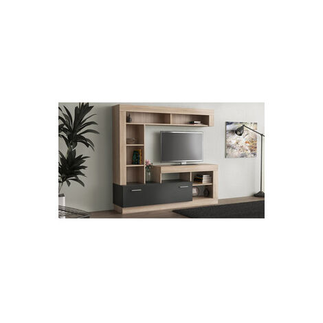 KIT PARETE ATTREZZATA LIVING LEA CM. 170X170X42 NATURALE WOOD ANTRACITE (1/2)