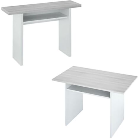 KIT TAVOLO CONSOLLE 35/70X120XH75 CM BIANCO CEME (1/5)