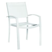 SEDIA CON BRACCIOLI ALLUMINIO TEXTILENE BIANCO 56x66X86H ARREDO GIARDINO PEZZI 2