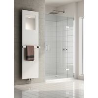Reina Albi 1790 x 500mm Steel Modern Vertical Bathroom Flat Towel Rail and Radiator with Mirror - White
