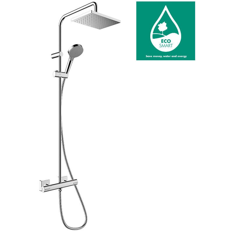 Hansgrohe Vernis Shape sistema de ducha con termostato 230 1 tipo chorro ahorro agua cromo 26097000 barra ecosmart 9lmin 26097000hansgrohe