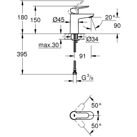 Grohe Quickfix Mezclador monomando de lavabo 1/2' tamaño S, Cromo (MM203020404000)